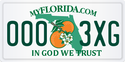 FL license plate 0003XG