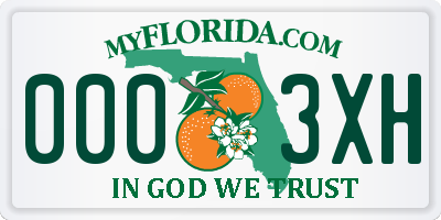 FL license plate 0003XH