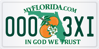 FL license plate 0003XI