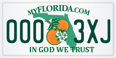 FL license plate 0003XJ