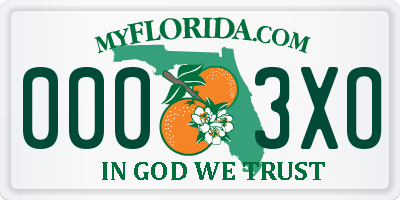 FL license plate 0003XO