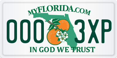 FL license plate 0003XP