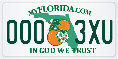 FL license plate 0003XU