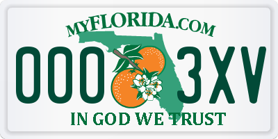 FL license plate 0003XV