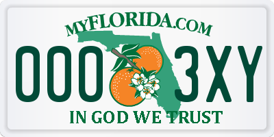 FL license plate 0003XY