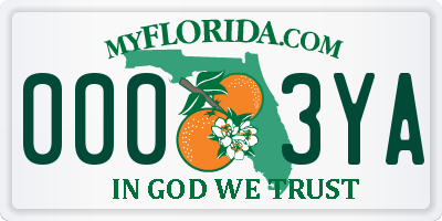 FL license plate 0003YA