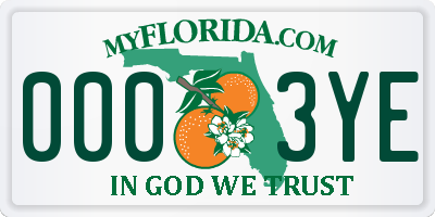 FL license plate 0003YE