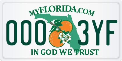 FL license plate 0003YF