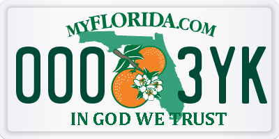 FL license plate 0003YK