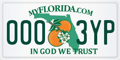 FL license plate 0003YP