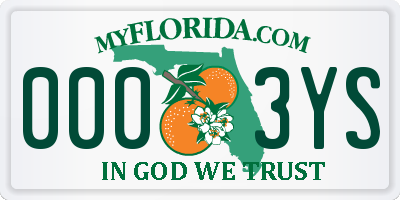 FL license plate 0003YS