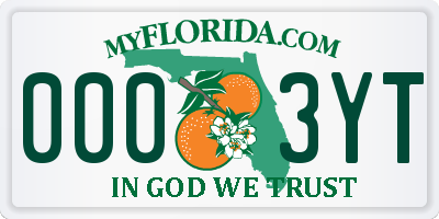 FL license plate 0003YT