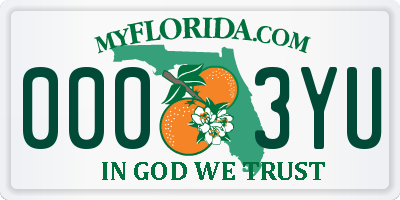 FL license plate 0003YU