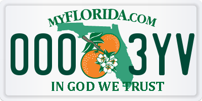 FL license plate 0003YV