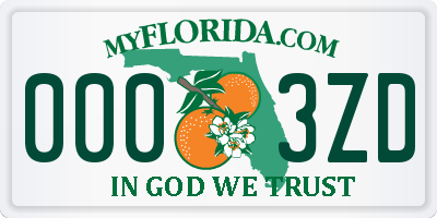 FL license plate 0003ZD