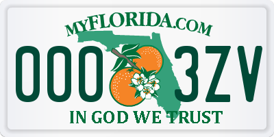 FL license plate 0003ZV