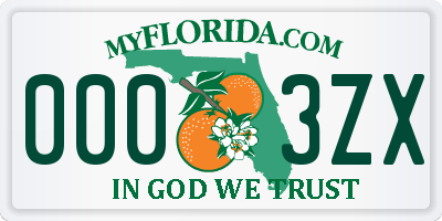 FL license plate 0003ZX