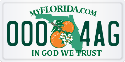 FL license plate 0004AG