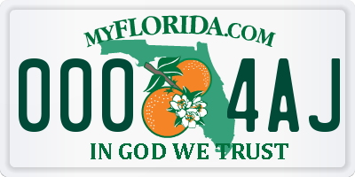 FL license plate 0004AJ