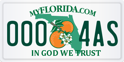 FL license plate 0004AS