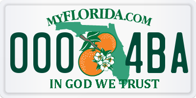 FL license plate 0004BA