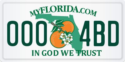 FL license plate 0004BD