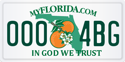 FL license plate 0004BG