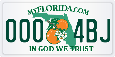 FL license plate 0004BJ