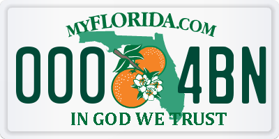 FL license plate 0004BN