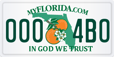 FL license plate 0004BO