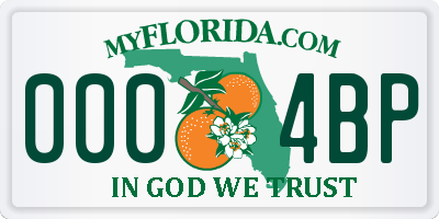 FL license plate 0004BP