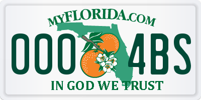 FL license plate 0004BS