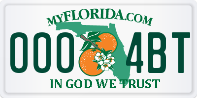 FL license plate 0004BT