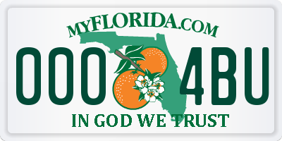 FL license plate 0004BU