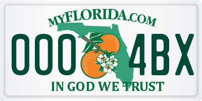 FL license plate 0004BX