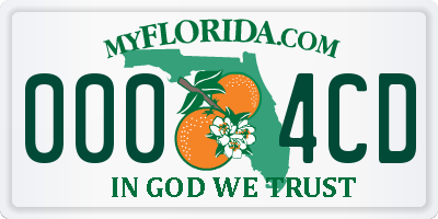 FL license plate 0004CD