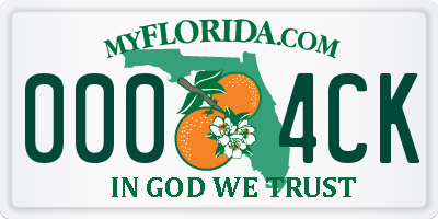 FL license plate 0004CK