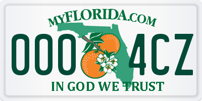 FL license plate 0004CZ