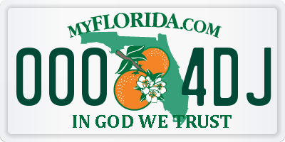 FL license plate 0004DJ