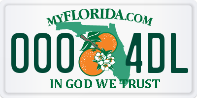 FL license plate 0004DL