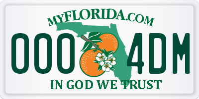 FL license plate 0004DM