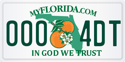 FL license plate 0004DT