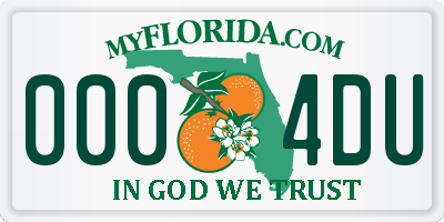 FL license plate 0004DU