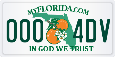 FL license plate 0004DV