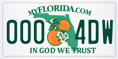 FL license plate 0004DW