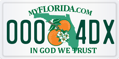 FL license plate 0004DX