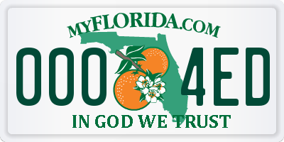 FL license plate 0004ED