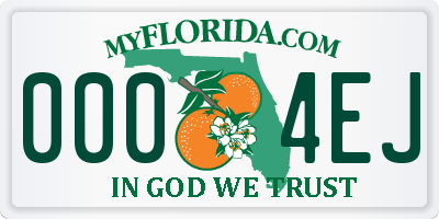 FL license plate 0004EJ