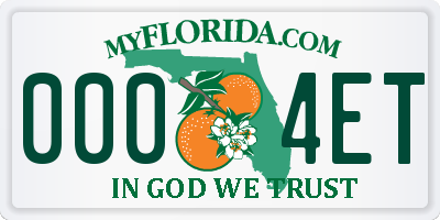 FL license plate 0004ET