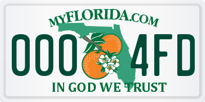 FL license plate 0004FD